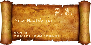Petz Madléna névjegykártya